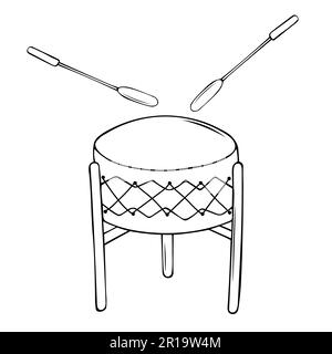 Illustration du vecteur de tambour américain traditionnel de Pow Wow Drum Illustration de Vecteur