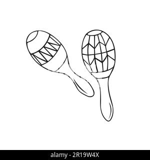 Icône de maracas mexicain, musique et instruments, graphiques vectoriels de signe sonore sur fond blanc. Illustration de Vecteur