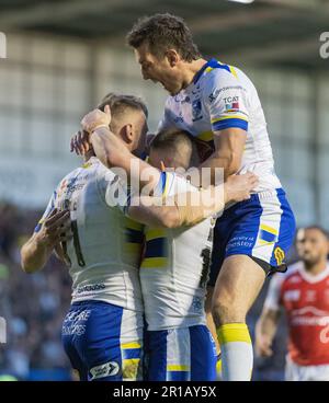 Warrington, Cheshire, Angleterre 12th mai 2023. Warrington célèbre l’essai de Ben Currie, pendant les Warrington Wolves V Hull Kingston Rovers au stade Halliwell Jones, la Betfred Super League. (Image de crédit : ©Cody Froggatt/Alamy Live News) Banque D'Images