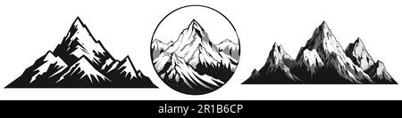 Montagnes. Pics rocheux dessinés à la main. Illustration vectorielle. Illustration de Vecteur