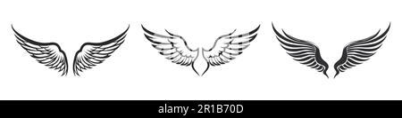 Ensemble d'icônes d'ailes. Badges d'ailes. Collection ailes badges. Illustration vectorielle. Illustration de Vecteur