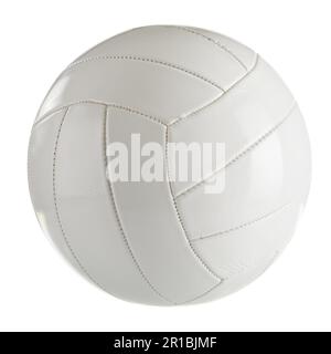 Volley-ball en cuir blanc isolé sur fond blanc Banque D'Images