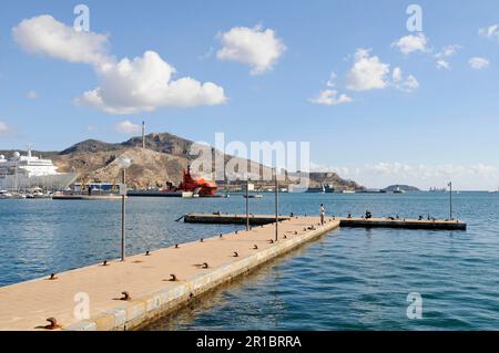 Jetée, jetée, port, Carthagène, Costa Calida, Région de Murcie, Espagne Banque D'Images