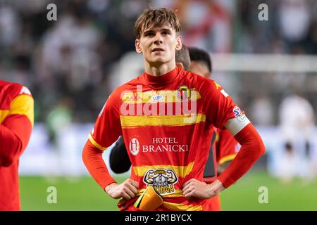 Varsovie, Pologne. 12th mai 2023. Milosz Matysik de Jagiellonia vu pendant le match de la Ligue PKO Ekstraklasa entre Legia Warszawa et Jagiellonia Bialystok au Maréchal Jozef Pilsudski Legia Warsaw Municipal Stadium. Note finale; Legia Warszawa 5:1 Jagiellonia Bialystok. Crédit : SOPA Images Limited/Alamy Live News Banque D'Images