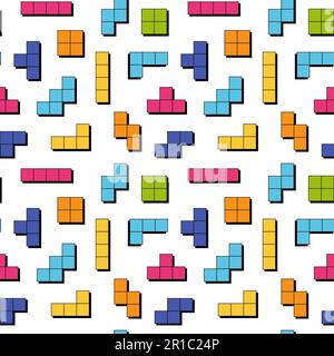Arrière-plan sans coutures style Tetris abstrait Illustration de Vecteur