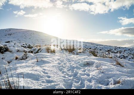 Parc national de Glenveagh couvert de neige, comté de Donegal - Irlande. Banque D'Images