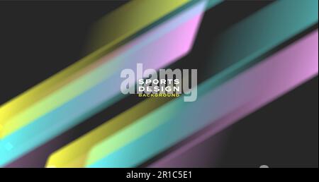 Arrière-plan sportif dynamique avec des rayures lumineuses floues en mouvement rapide, composition géométrique abstraite et lumineuse dans l'obscurité Illustration de Vecteur