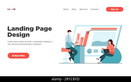 Homme et femme discutant des statistiques sur les bénéfices Illustration de Vecteur