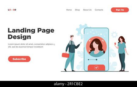 Reconnaissance faciale et sécurité des données Illustration de Vecteur