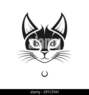 Face de chat. Logo noir sur fond blanc. Illustration vectorielle Illustration de Vecteur