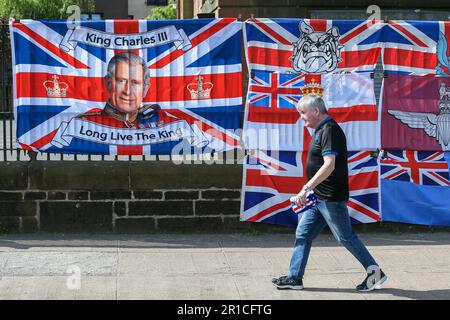 Glasgow, Royaume-Uni. 13th mai 2023. Lors du dernier match de la saison, les fans et la police des Rangers se préparent pour le match. Par accord, aucun fan celte ne sera autorisé dans le sol. Crédit : Findlay/Alay Live News Banque D'Images