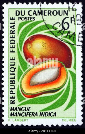 CAMEROUN - VERS 1967: Un timbre imprimé au Cameroun montre Mango, fruit, vers 1967 Banque D'Images