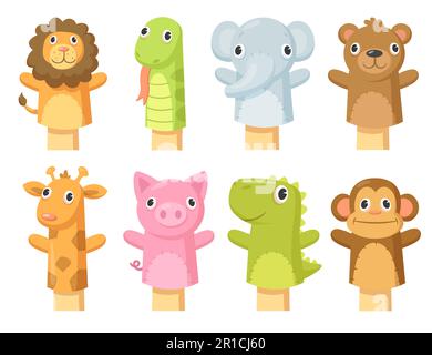 Ensemble de jolies marionnettes à chaussettes Illustration de Vecteur