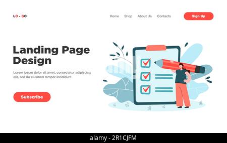 Petite femme d'affaires vérifiant les tâches terminées sur le presse-papiers Illustration de Vecteur