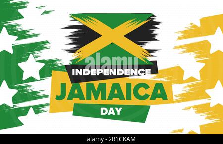 Jour de l'indépendance de la Jamaïque. Indépendance de la Jamaïque. Fête, célébrée à 6 août. Drapeau de la Jamaïque. Affiche indépendance et liberté. Illustration vectorielle Illustration de Vecteur