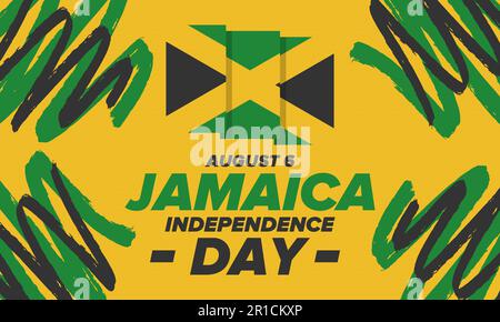 Jour de l'indépendance de la Jamaïque. Indépendance de la Jamaïque. Fête, célébrée à 6 août. Drapeau de la Jamaïque. Affiche indépendance et liberté. Illustration vectorielle Illustration de Vecteur