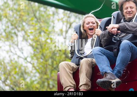 Hannah Spearritt lors du lancement du nouveau terrain à thème, World of Jumanji, au Chessington World of Adventures Resort, dans le sud-ouest de Londres, qui s'ouvre au public lundi. Date de la photo: Samedi 13 mai 2023. Banque D'Images