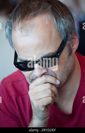 Acteur et comédien Carl Johan Rheborg lors d'un tournoi de poker nordique à Mariehamn, Åland, Finlande, en mai 2011. Banque D'Images