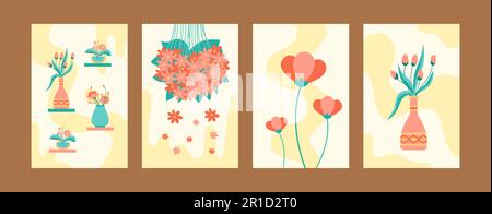 Collection de belles fleurs fleuries dans des couleurs pastel Illustration de Vecteur