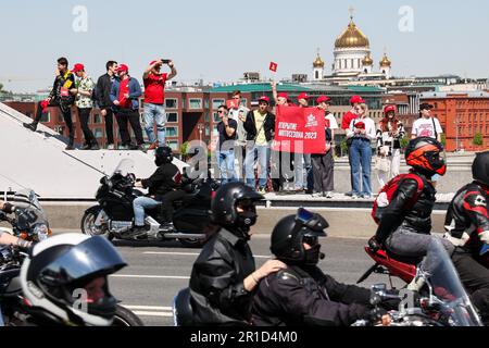 Moscou, Russie. 13th mai 2023. RUSSIE, MOSCOU - 13 MAI 2023 : participants au Festival de la moto de Moscou marquant l'ouverture d'une nouvelle saison de la moto. Sergei Savostyanov/TASS/ ABACAPRESS.COM crédit: Abaca Press/Alay Live News Banque D'Images