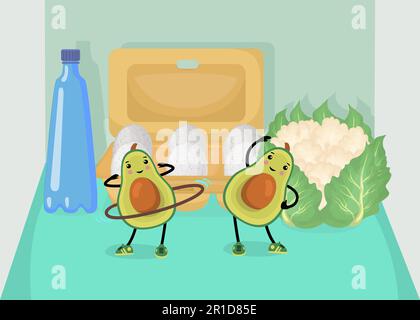 Des personnages de dessin animé d'avocat s'entraîner dans l'illustration du réfrigérateur Illustration de Vecteur