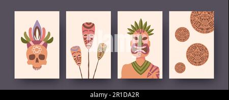 Collection lumineuse d'affiches d'art contemporain de style ethnique Illustration de Vecteur