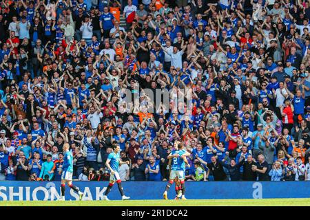 Glasgow, Royaume-Uni. 13th mai 2023. Les Rangers ont joué au Celtic au stade Ibrox, à Glasgow, en Écosse, au Royaume-Uni, dans leur avant-dernier match à domicile de la saison et ont battu le Celtic 3 - 0. Les buts ont été marqués par Todd Cantwell, Rangers 13 (5 minutes), John Souttar, Rangers 16 (34 minutes) et Fashion Sakala Rangers 30, (70 minutes) Credit: Findlay/Alamy Live News Banque D'Images