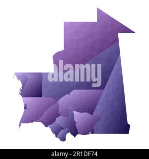 Carte de Mauritanie. Contour géométrique de pays. Illustration étrange de vecteur violet. Illustration de Vecteur