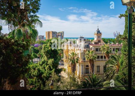 Vue aérienne de l'hôtel de ville de Malaga - Malaga, Andalousie, Espagne Banque D'Images