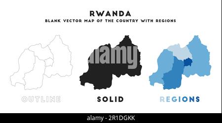 Rwanda carte. Frontières du Rwanda pour votre infographie. Forme vectorielle du pays. Illustration vectorielle. Illustration de Vecteur