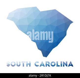 Carte poly basse de Caroline du Sud. Illustration géométrique de l'état américain. Carte polygonale de Caroline du Sud. Technologie, Internet, concept de réseau. Illustration de Vecteur