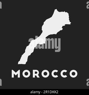 Icône du Maroc. Carte de pays sur fond sombre. Carte du Maroc élégante avec nom de pays. Illustration vectorielle. Illustration de Vecteur