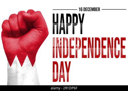 Joyeux jour de l'indépendance ou moderne Résumé fond avec le poing peint avec le drapeau de Bahreïn. Nouveau concept de toile de fond 16th de décembre Banque D'Images