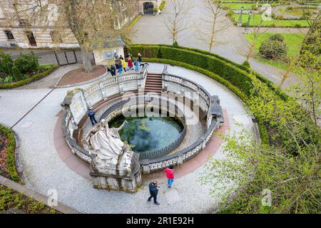 Source du Danube dans le centre de la ville de Donaueschingen Banque D'Images