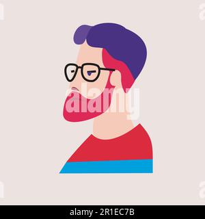 Illustration vectorielle brillante d'un homme avec une barbe et des lunettes Illustration de Vecteur