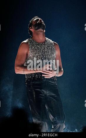 Le participant italien Marco Mengoni a participé à la grande finale du concours Eurovision Song à la M&S Bank Arena de Liverpool. Date de la photo: Samedi 13 mai 2023. Banque D'Images