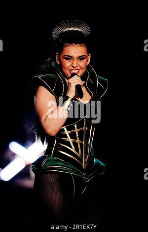 Alessandra, un participant de Norvège, a participé à la grande finale du concours Eurovision Song à la M&S Bank Arena de Liverpool. Date de la photo: Samedi 13 mai 2023. Banque D'Images