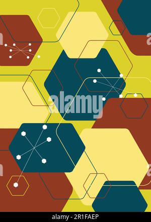 Arrière-plan rétro Ugly 70s motifs créés avec des formes hexagées. Illustration d'œuvres d'art inspirées de Retawave. Arrière-plans géométriques vectoriels des années 60 et 70' Illustration de Vecteur