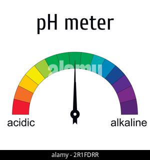 PH-mètre testeur pour mesurer l'équilibre alcalin acide, vecteur coloré de l'échelle de pH avec flèche Illustration de Vecteur