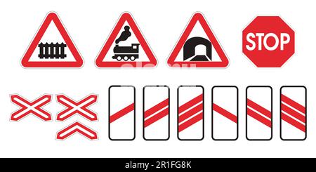 attention les panneaux routiers avertissant le chemin de fer Illustration de Vecteur
