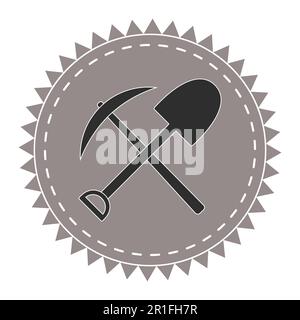 logo icône digger, pick and pelle, trésor des chercheurs, vecteur Illustration de Vecteur