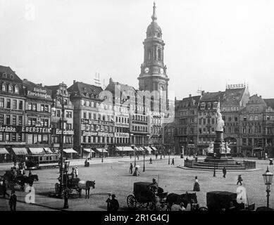 Archive photo: L'ancien marché à Dresde Allemagne ca. 1910s Banque D'Images