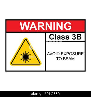 Icône d'étiquette de classe de danger de rayonnement laser 3B, symbole d'information de sécurité illustration vectorielle . Illustration de Vecteur