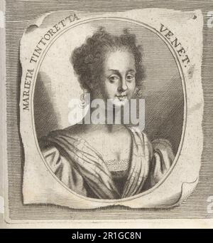 Tintoretta, née Marietta Robusti, peintre vénitienne de la Renaissance, fille de Tintoretto, 1560-1590. Marieta Tintoretta Venet. Gravure sur plaque après une illustration de Joachim von Sandrat de son Academia Todesca, della Architectura, Scucultura & Pittura, oder Teutsche Academie, der Edlen Bau- Bild- und Mahlerey-Kunste, Académie allemande d’architecture, de sculpture et de peinture, Jacob von Sandrart, Nuremberg, 1675. Banque D'Images