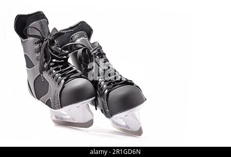 Paire de patins de hockey sur glace isolés sur fond blanc Banque D'Images