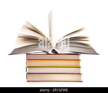 La composition avec pile de livres isolated on white Banque D'Images