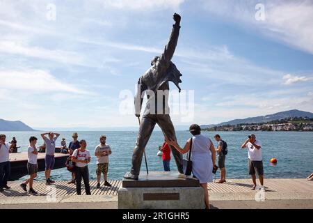 Statue de Freddie Mercury à Montreux, Lac Léman, Canton de Vaud, Suisse Banque D'Images