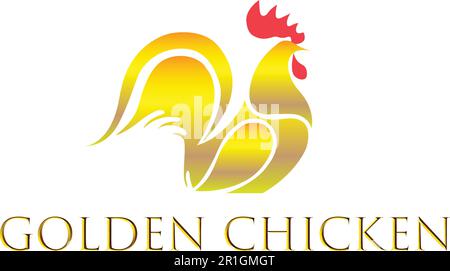 Le modèle de logo Golden Chicken est un design remarquable et polyvalent qui représente l'essence d'une entreprise liée à la volaille ou au poulet. Illustration de Vecteur
