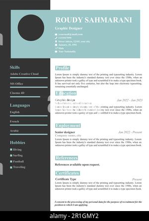 Ce modèle de curriculum vitae moderne est conçu pour aider les demandeurs d'emploi à se démarquer de la foule avec un design propre et professionnel. Il dispose d'un bien organisé Illustration de Vecteur