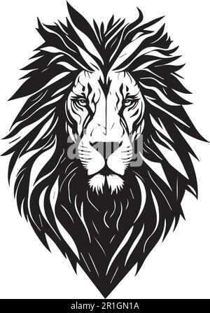 Résumé fichier vectoriel détaillé de haute qualité de Lion Head pour tatouage Illustration de Vecteur